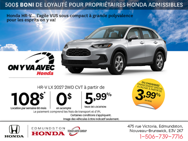 Obtenez la Honda HR-V 2027 !