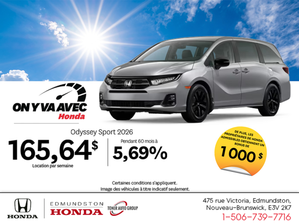 Obtenez la Honda Odyssey 2026 !