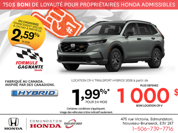 Obtenez la Honda CR-V Hybride 2026 !