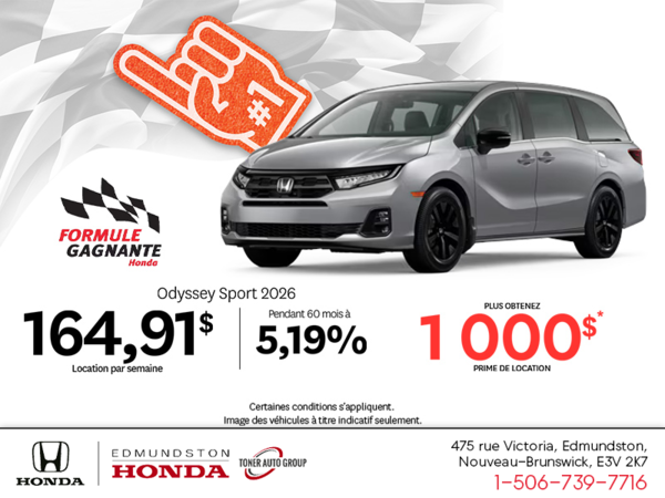 Obtenez la Honda Odyssey 2026 !