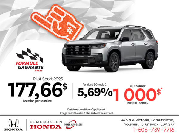 Obtenez la Honda Pilot 2026 !