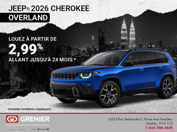Conduisez un Jeep Cherokee OverLand 2026!