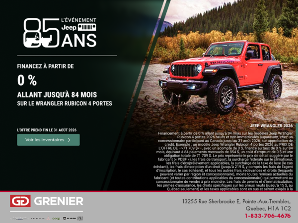 Conduisez un Jeep Wrangler 2026!