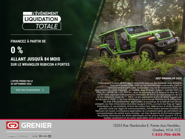 Conduisez un Jeep Wrangler  2026!