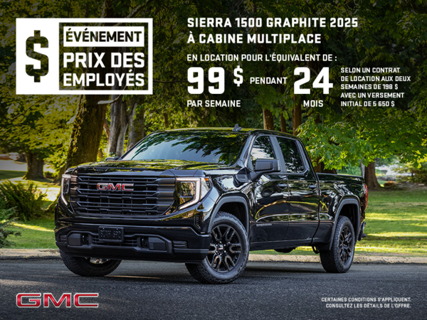 Le GMC Sierra 1500 2025 à cabine multiplace graphite