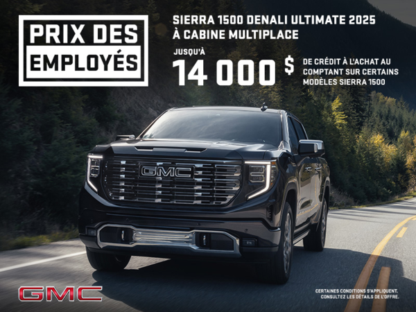 Le GMC Sierra 1500 2025 Denali Ultimate à cabine multiplace