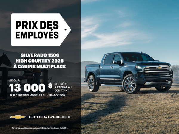 Procurez-vous le Chevrolet Silverado 1500 High Country 2025 à cabine multiplace
