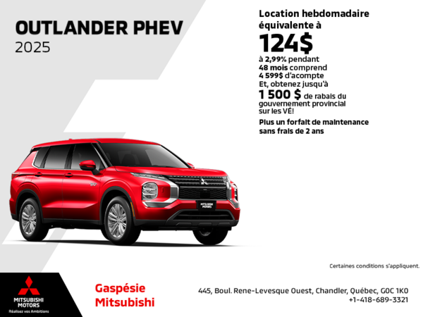 Procurez-vous le Mitsubishi Outlander Phev 2025