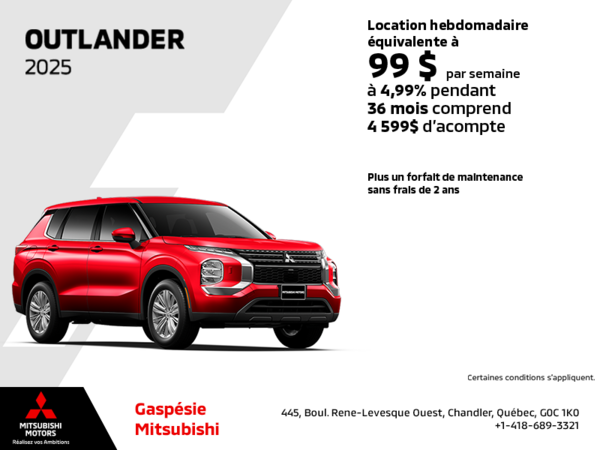 Procurez-vous le Mitsubishi Outlander 2025