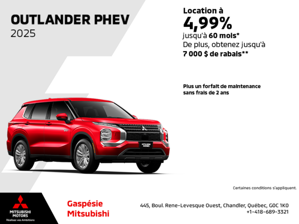 Procurez-vous le Mitsubishi Outlander Phev 2025