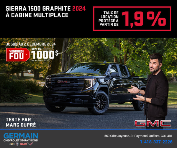 Le GMC Sierra 1500 Graphite à cabine multiplace 2024