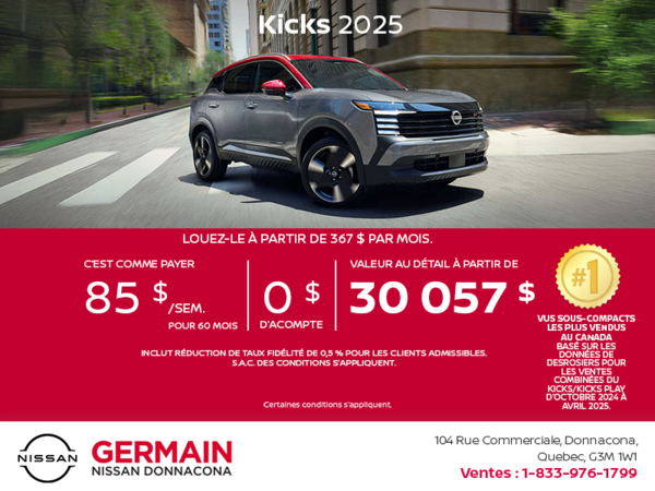 Obtenez le Kicks S 2025 !
