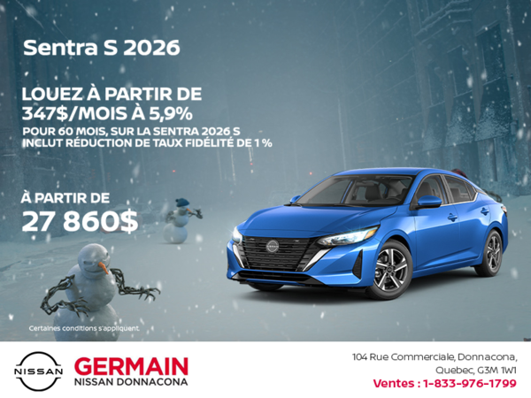 Obtenez la Sentra 2026 !