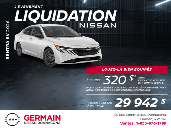 Obtenez la Sentra SV 2026 !