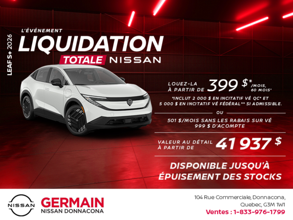 Obtenez la Leaf S+ 2026!