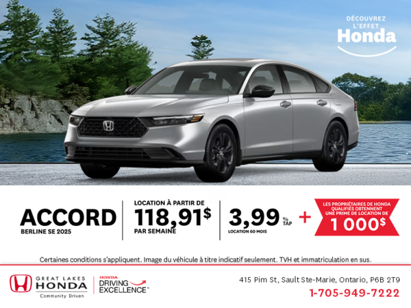 Obtenez le Honda Accord 2025 !