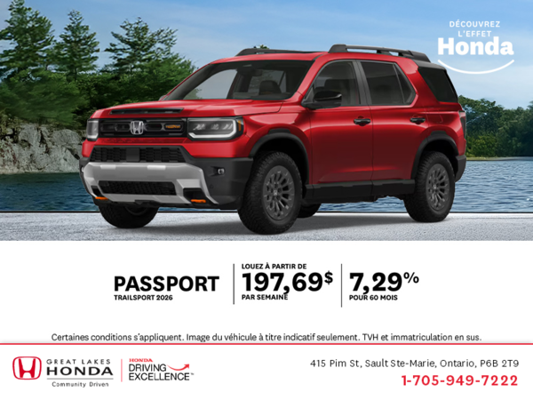 Procurez-vous le Honda Passport 2026!