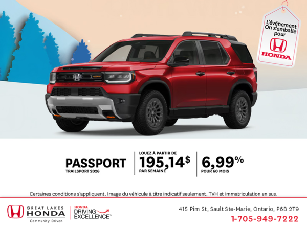 Procurez-vous le Honda Passport 2026!