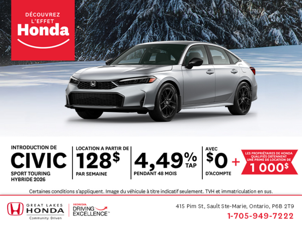 Procurez-vous le Honda Civic Hybride 2026