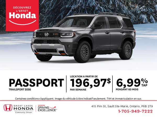 Procurez-vous le Honda Passport 2026!