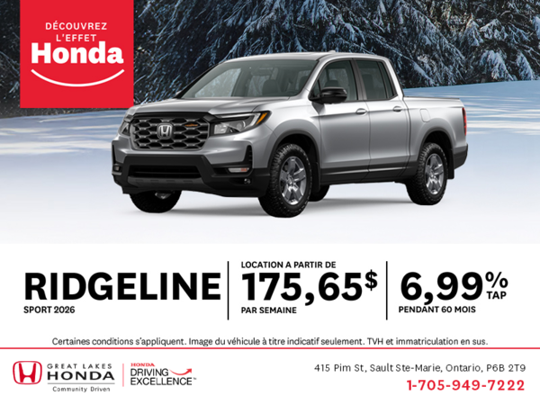 Procurez-vous le Honda Ridgeline 2026 !