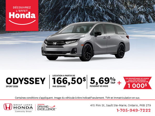 Procurez-vous le Honda Odyssey 2026 !