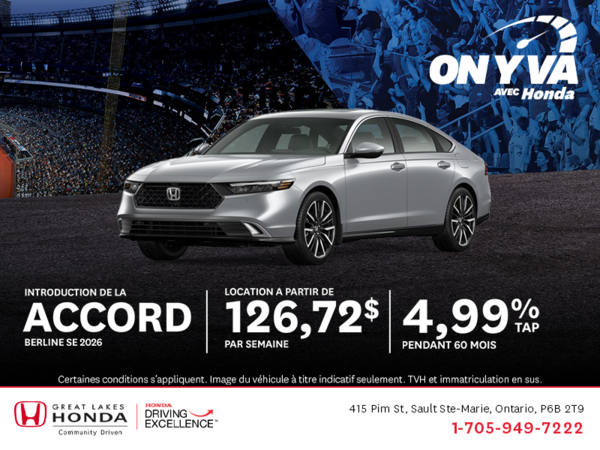 Obtenez la Honda Accord 2026 !