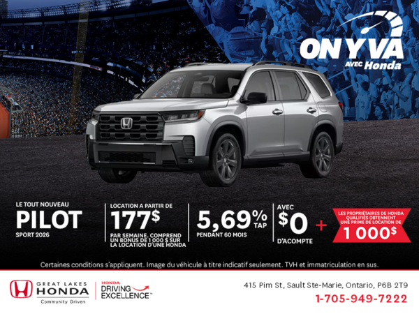 Procurez-vous la Honda Pilot 2026!