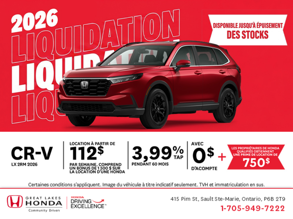 Obtenez la Honda CR-V 2026