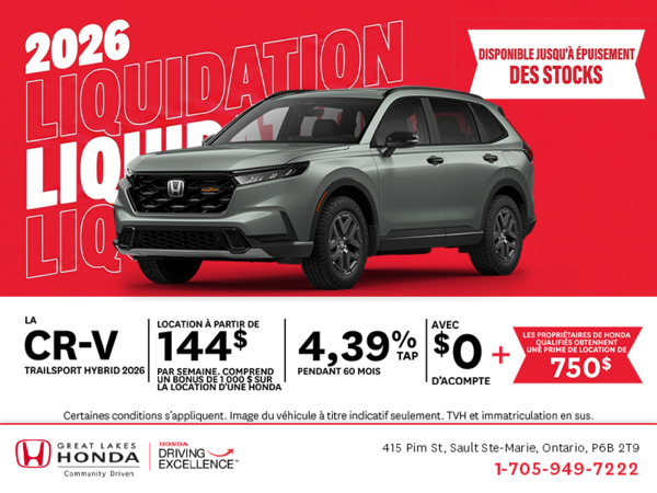 Obtenez la Honda CR-V Hybride 2026 !