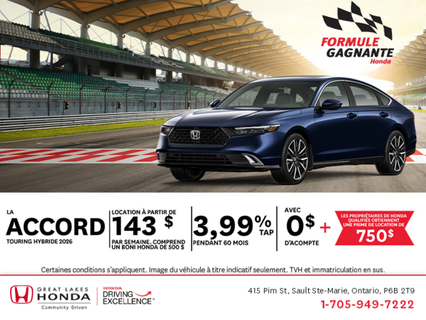 Obtenez la Honda Accord 2026 !