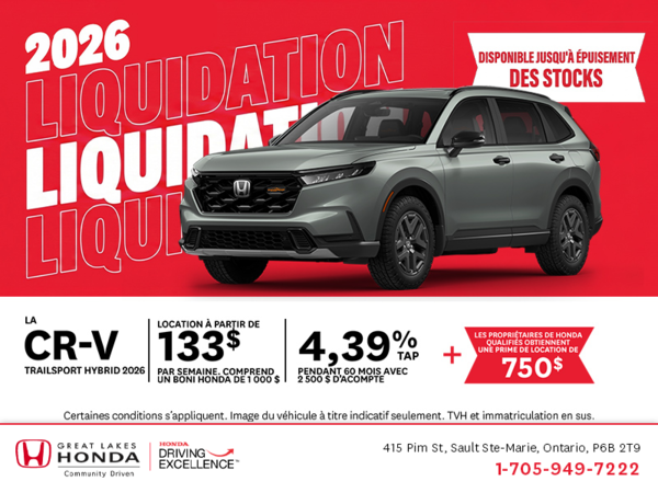 Obtenez la Honda CR-V Hybride 2026 !