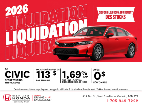 Procurez-vous la Honda Civic Hybride 2026