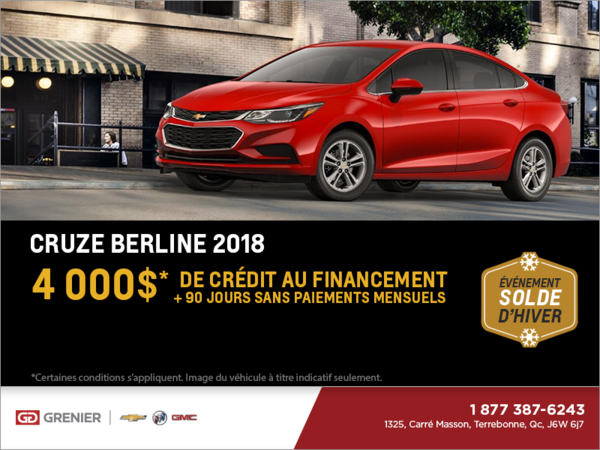 Obtenez la Chevrolet Cruze Berline 2018