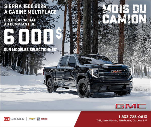 Le GMC Sierra 1500 2026 à Cabine Multiplace