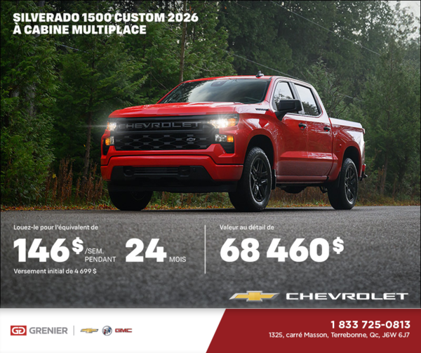 Procurez-vous le Chevrolet Silverado 1500 2026 à cabine multiplace