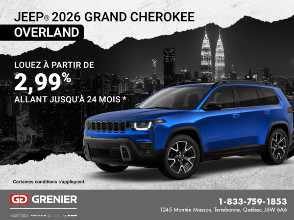 Conduisez un Jeep Grand Cherokee OverLand 2026!