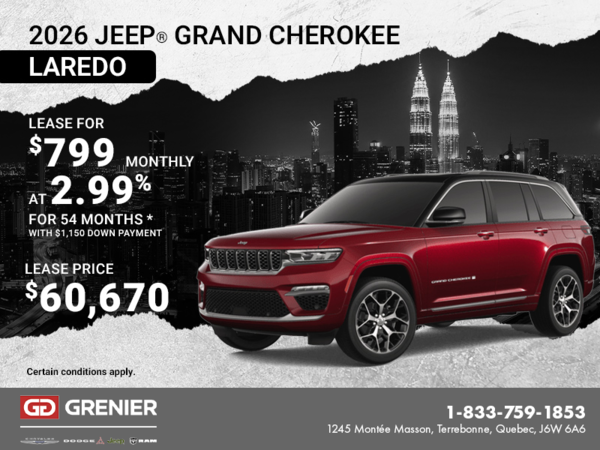 Get the 2026 Jeep Grand Cherokee Laredo!