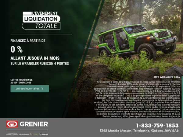 Conduisez un Jeep Wrangler  2026!