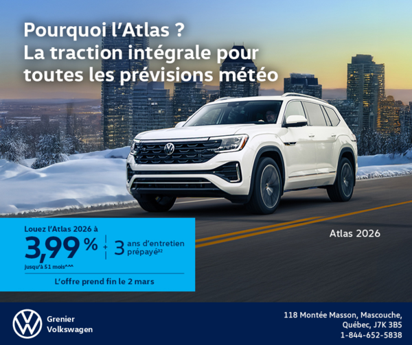 Procurez-vous le Volkswagen Atlas 2026