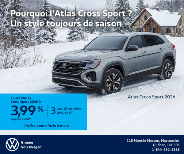 Procurez-vous le Volkswagen Atlas Cross Sport 2026