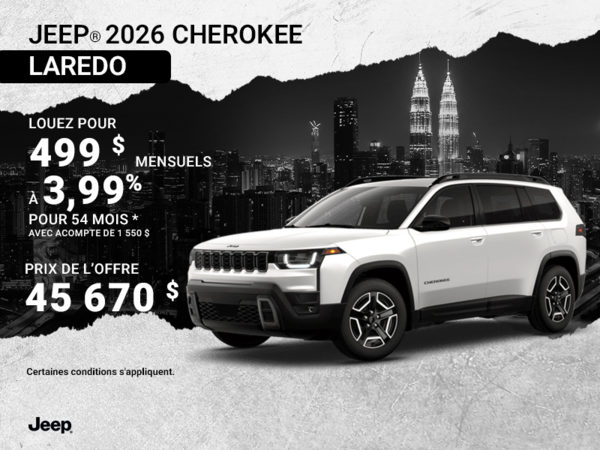 Conduisez un Jeep Cherokee Laredo 2026!