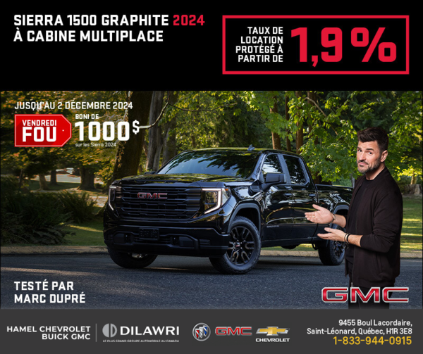 Le GMC Sierra 1500 Graphite à cabine multiplace 2024