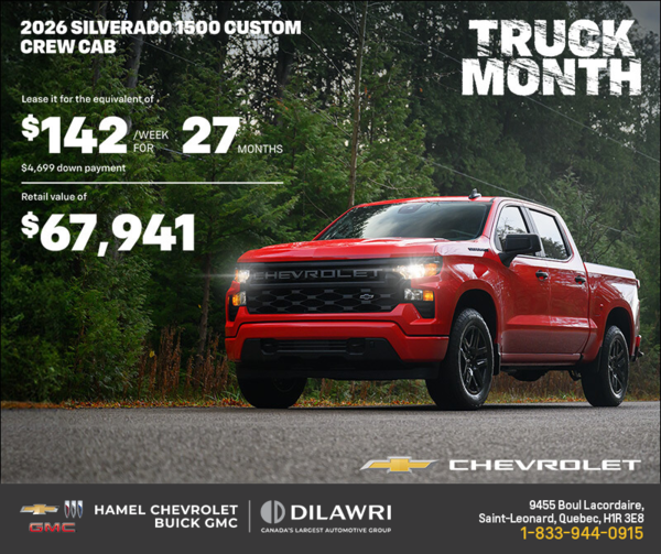 Get the 2026 Chevrolet Silverado 1500 Custom Crew Cab