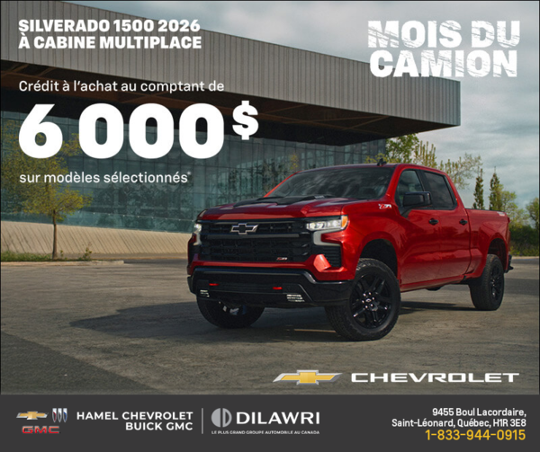 Procurez-vous le Chevrolet Silverado 1500 2026 à cabine multiplace