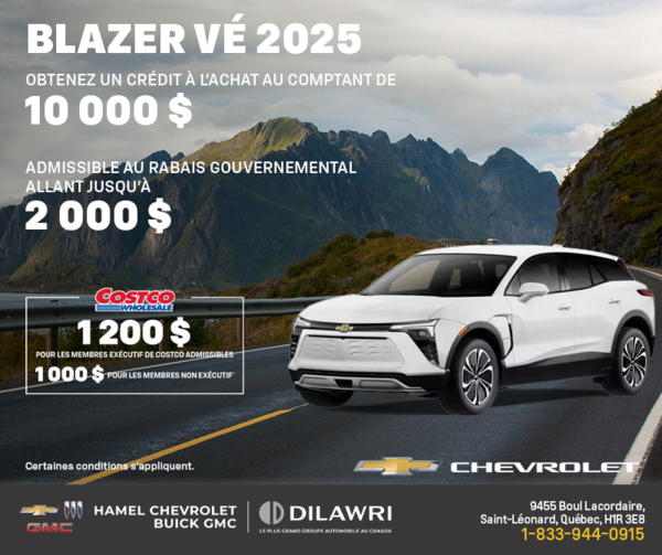 Procurez-vous le Chevrolet Blazer VÉ 2025