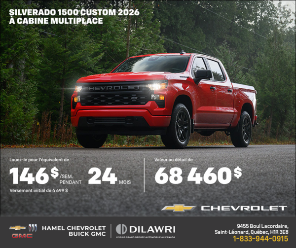 Procurez-vous le Chevrolet Silverado 1500 2026 à cabine multiplace