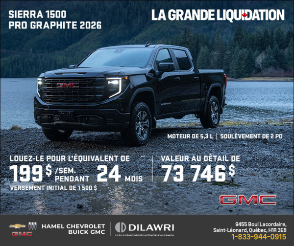 Le GMC Sierra 1500 Pro Graphite 2026 à cabine multiplace