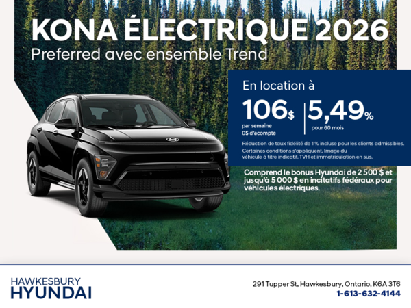 Procurez-vous le Hyundai KONA Électrique 2026