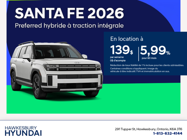 Procurez-vous le Hyundai Santa Fe Hybride 2026
